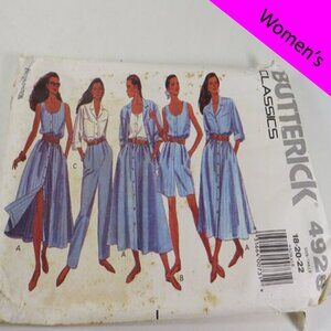 Butterick 4928 Clothing Pattern Top, Shorts, Pants, Skirt button down front